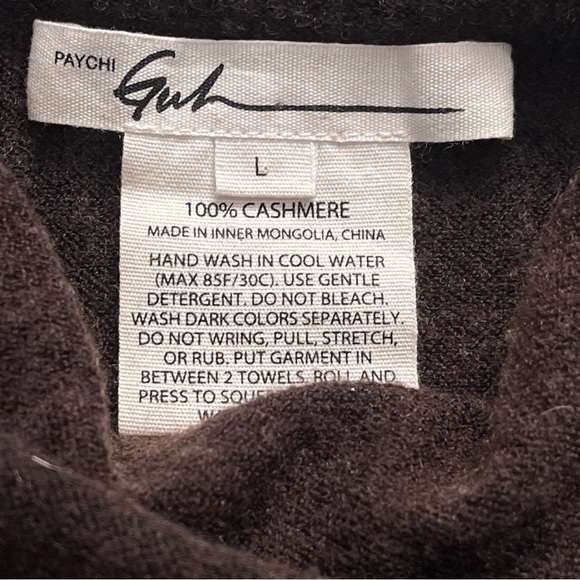 PAYCHI GUH 100% Mongolian Worsted Cashmere Turtleneck Size L M Luxury - Picture 3 of 7